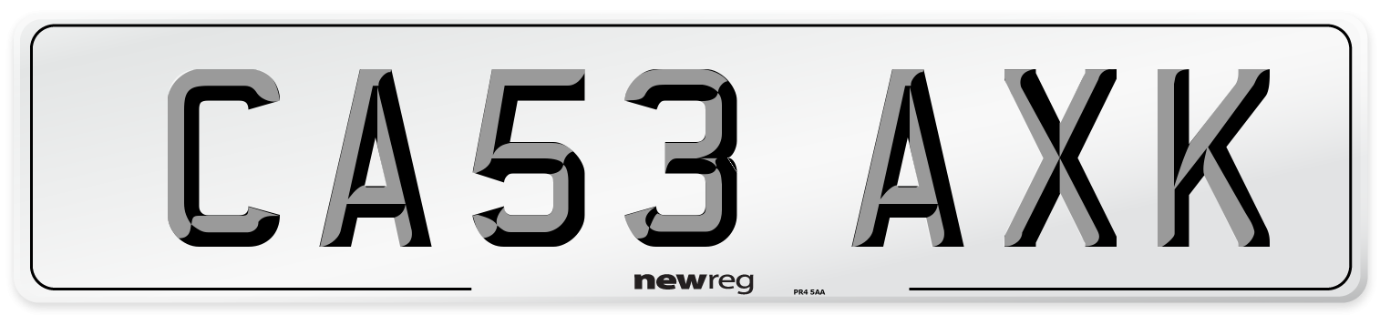 CA53 AXK Number Plate from New Reg